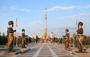 Independence Monument in Ashgabat in Turkmenistan