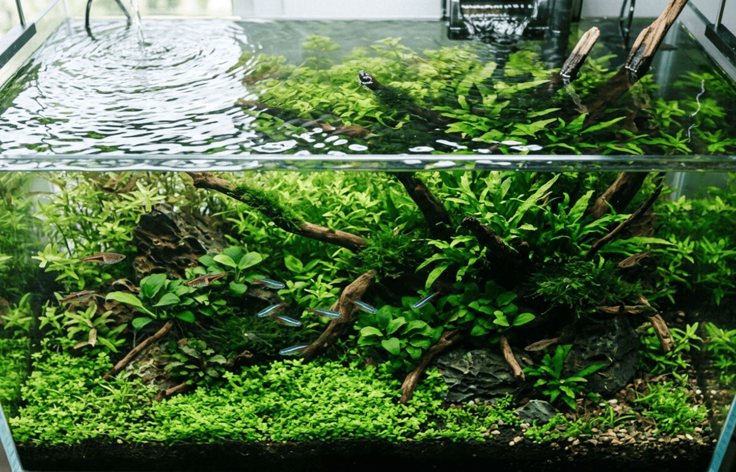 Aquarium mit Neonsalmlern