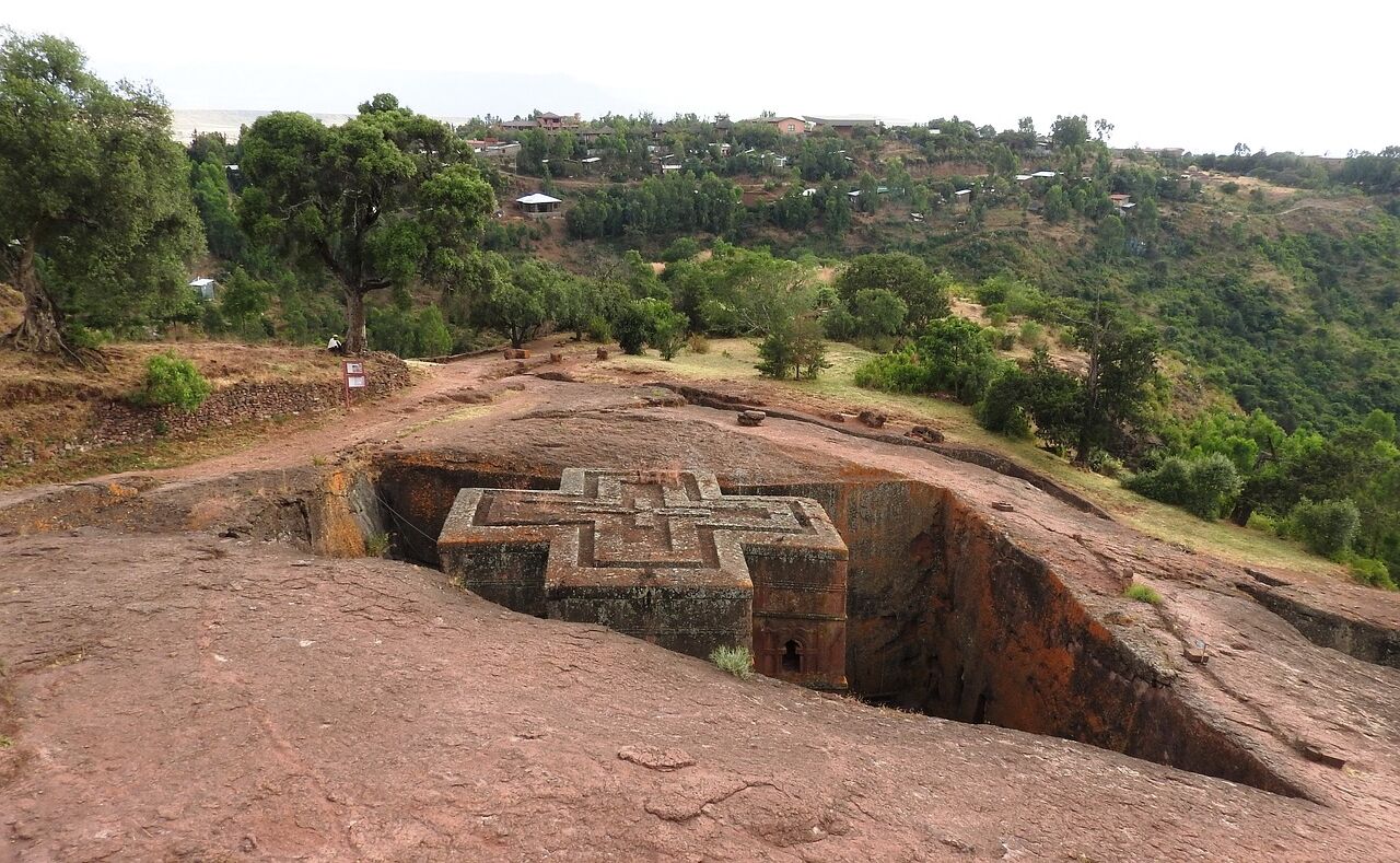 Kirche Bet Giyorgis in Lalibela im Norden von Äthiopien